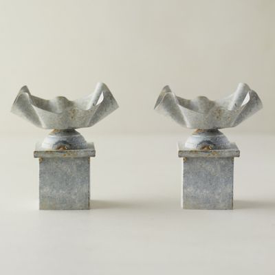 Fluted Pedestal Iron Tea Light Holders, Set of 2