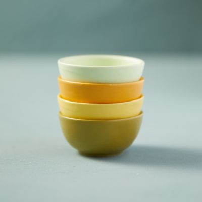 Ceramic Pinch Bowls, Green Set of 4