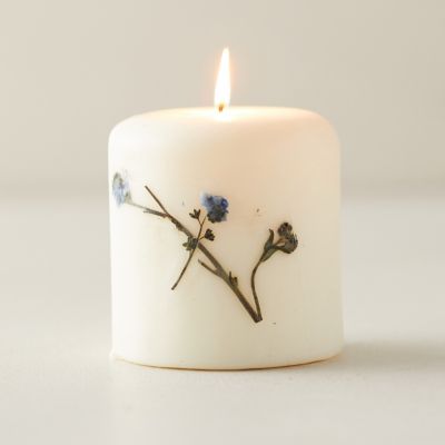 Botanical Pillar Candle, Lavender