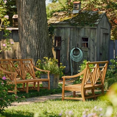 Fretwork Teak Three-Seat Garden Bench