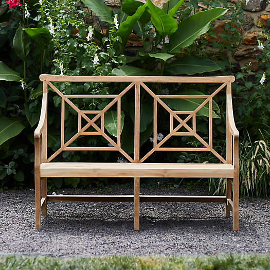 View larger image of Garden Teak Fretwork Two Seat Bench