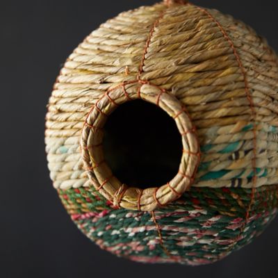 Recycled Sari Fabric + Seagrass Bird House, Oval - Terrain