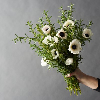 Fresh White Anemone + Eriostemon Bunch