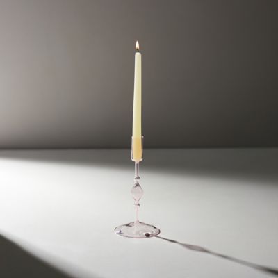 Glass Taper Candlestick, Pink Medium