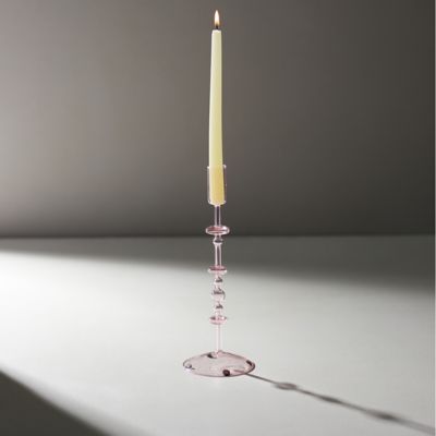 Glass Taper Candlestick, Pink Large