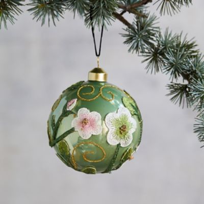 Floral Applique Globe Ornament