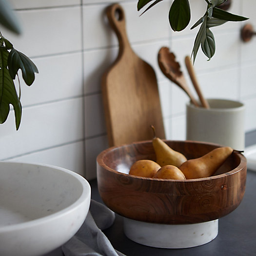 View larger image of Wood + Marble Footed Serving Bowl