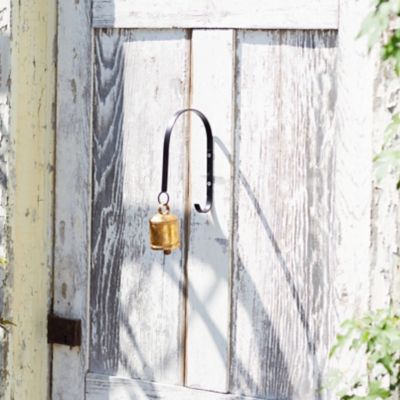 Rustic Holiday Brass Bells with Wooden Clapper