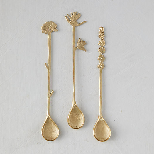 View larger image of Brass Flower Stirring Spoons, Set of 3
