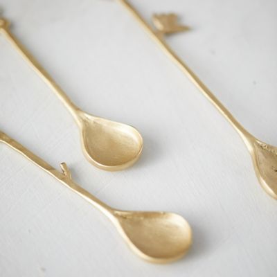 Brass Flower Stirring Spoons, Set of 3 - Terrain