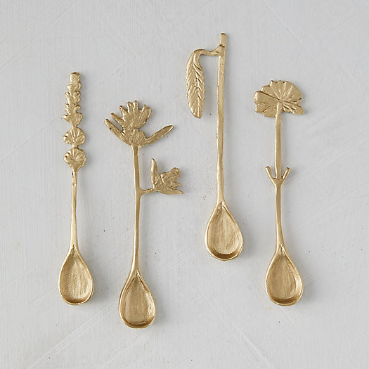 View larger image of Brass Floral Spoons, Set of 4
