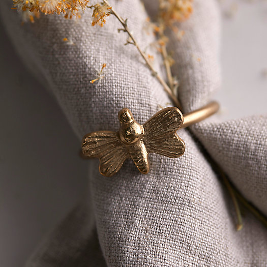 View larger image of Brass Bee Napkin Rings, Set of 4