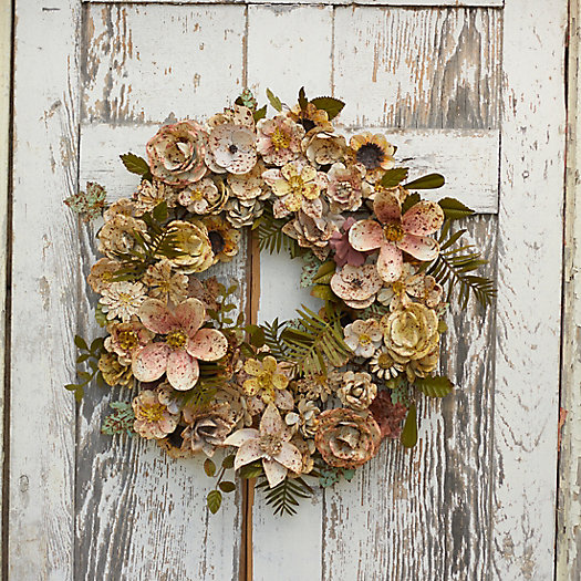 View larger image of Flower + Leaf Aged Iron Wreath