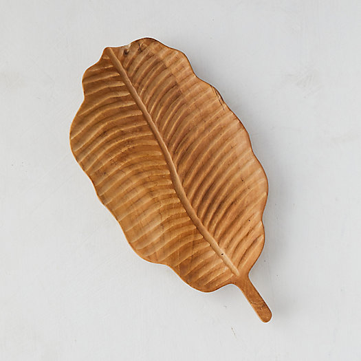 View larger image of Teak Serving Platter, Wavy Leaf