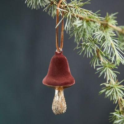Velvet + Glass Mushroom Ornament, Tall
