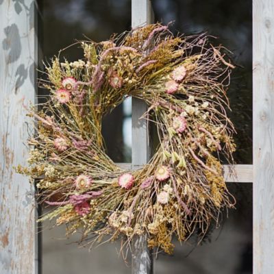 Preserved Yarrow + Strawflower Wreath