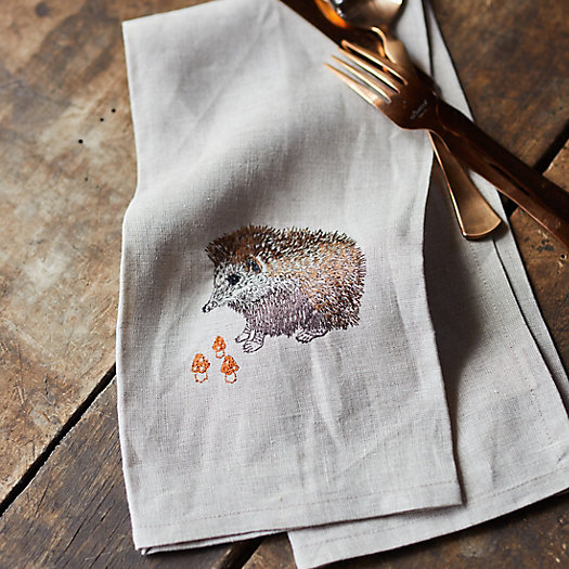 View larger image of Hedgehog + Mushrooms Linen Dish Towel