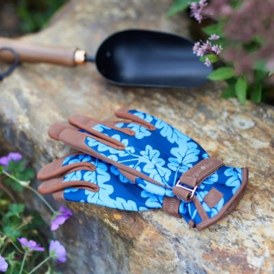 Leather Trim Garden Gloves, Oak Leaf + Moss