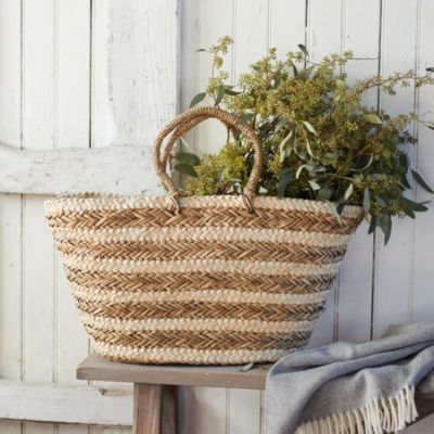 Striped Seagrass Tote Bag