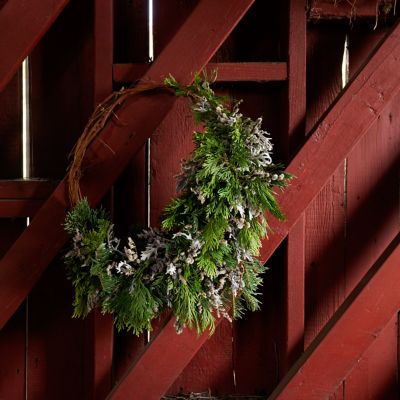 Right Side Hand Fresh Asymmetrical Cedar + Fir Wreath