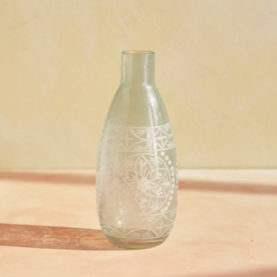 Pastel Etched Glass Vase, Narrow