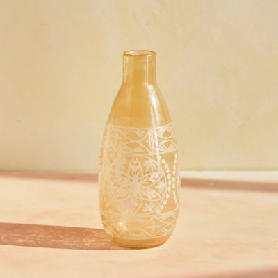 Pastel Etched Glass Vase, Narrow