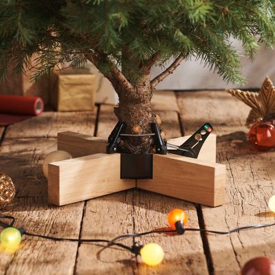 Oak + Steel Foot Pedal Christmas Tree Stand