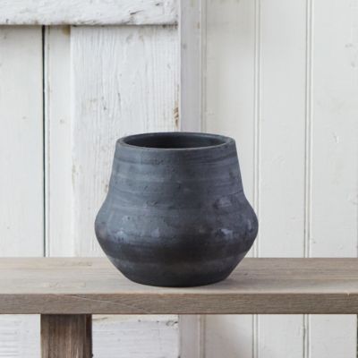 Charcoal Ceramic Bell Jar Planter, 7"