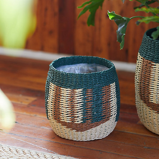 View larger image of Thick Stripe Woven Basket Pot, 8"