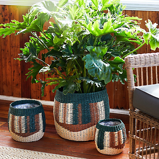View larger image of Thick Stripe Woven Basket Pot, 12"