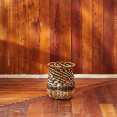 Diamond Stripe Woven Basket Pot, 5"