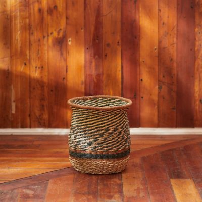 Diamond Stripe Woven Basket Pot, 10"