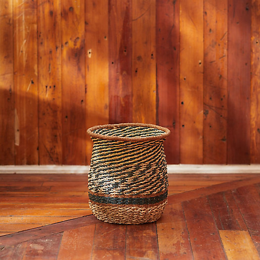 View larger image of Diamond Stripe Woven Basket Pot, 10"