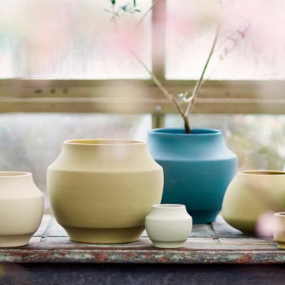 Mod Ceramic Jar Planter, 9"