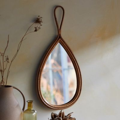 Rattan Wall Mirror, Droplet