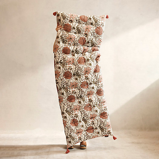 View larger image of Block Print Cotton Cushion, Sandstone Florals