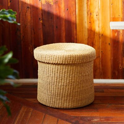Vetiver Grass Storage Basket with Lid