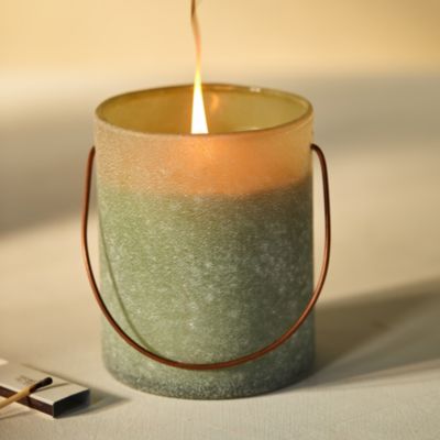 Hanging Sanded Glass Candle, Sea Salt Citronella