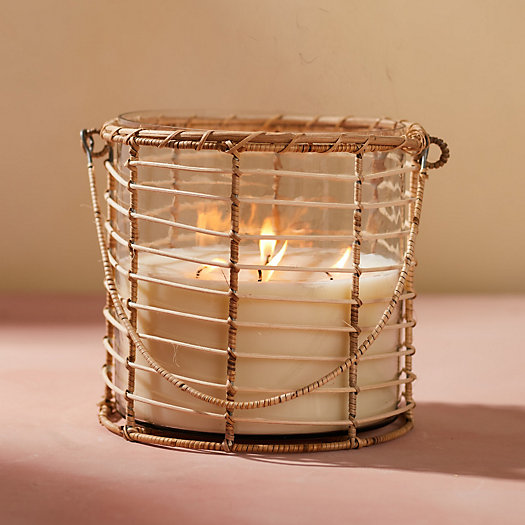 View larger image of Rattan Wrapped Hanging Candle, Citronella