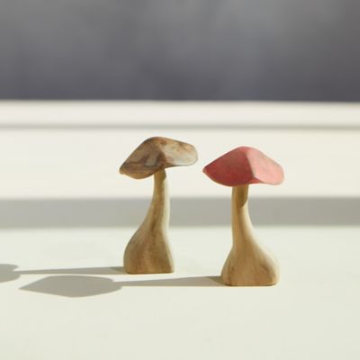 Hand-carved Wooden Mushroom –