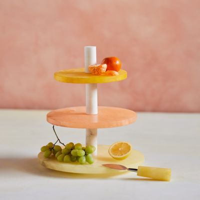 Dyed Alabaster 3-Tier Serving Stand