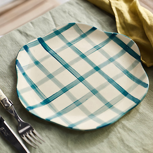 View larger image of Gingham Dinner Plate, Scalloped