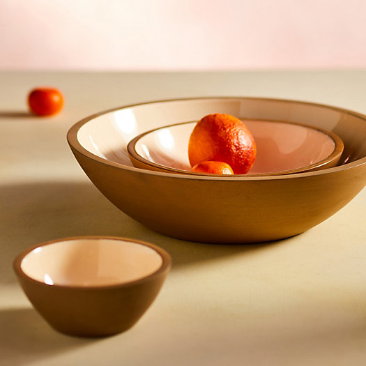 View larger image of Color Drop Wood + Enamel Serving Bowl, Neutral