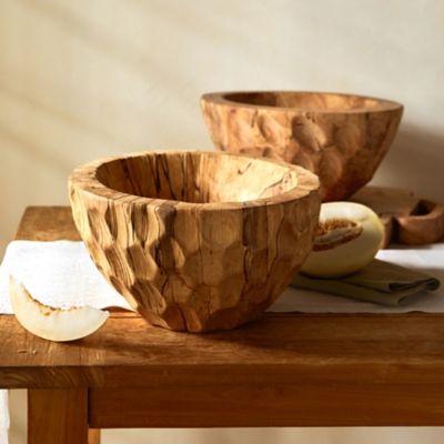 Dimpled Reclaimed Wood Serving Bowl