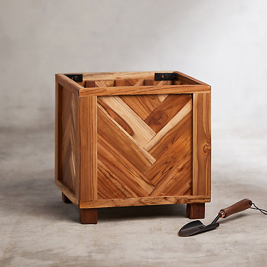 View larger image of Chevron Teak Footed Square Planter, 20x20