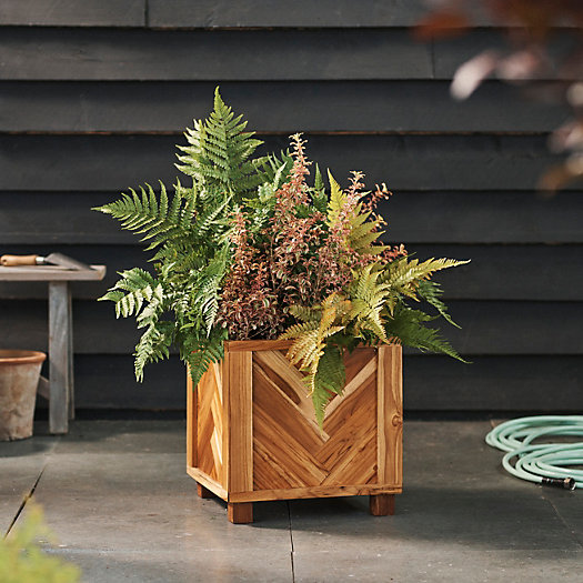 View larger image of Chevron Teak Footed Square Planter, 20x20