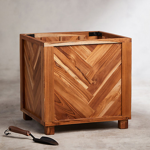 View larger image of Chevron Teak Footed Cube Planter, 16x16