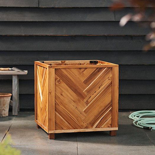 View larger image of Chevron Teak Footed Cube Planter, 24x24