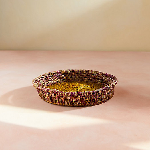 View larger image of Woven Serving Platter, Pink + Yellow