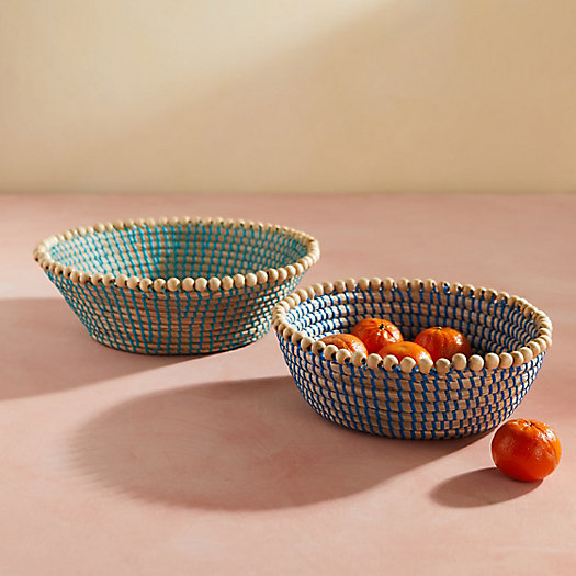 View larger image of Woven Basket with Beaded Rim